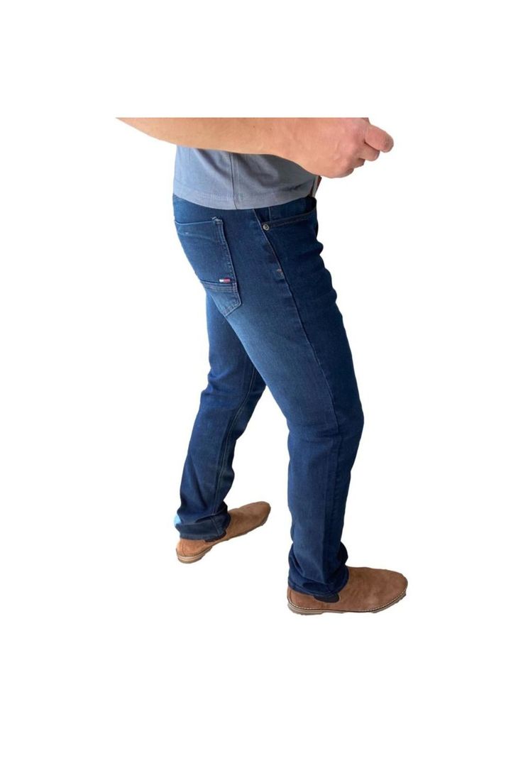 Pantalón Tela Jeans Straight Fit Azul Oscuro-6