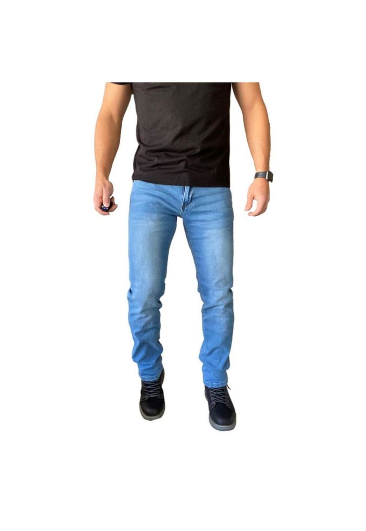 Pantalón Jeans Straight Fit Azul Claro-0
