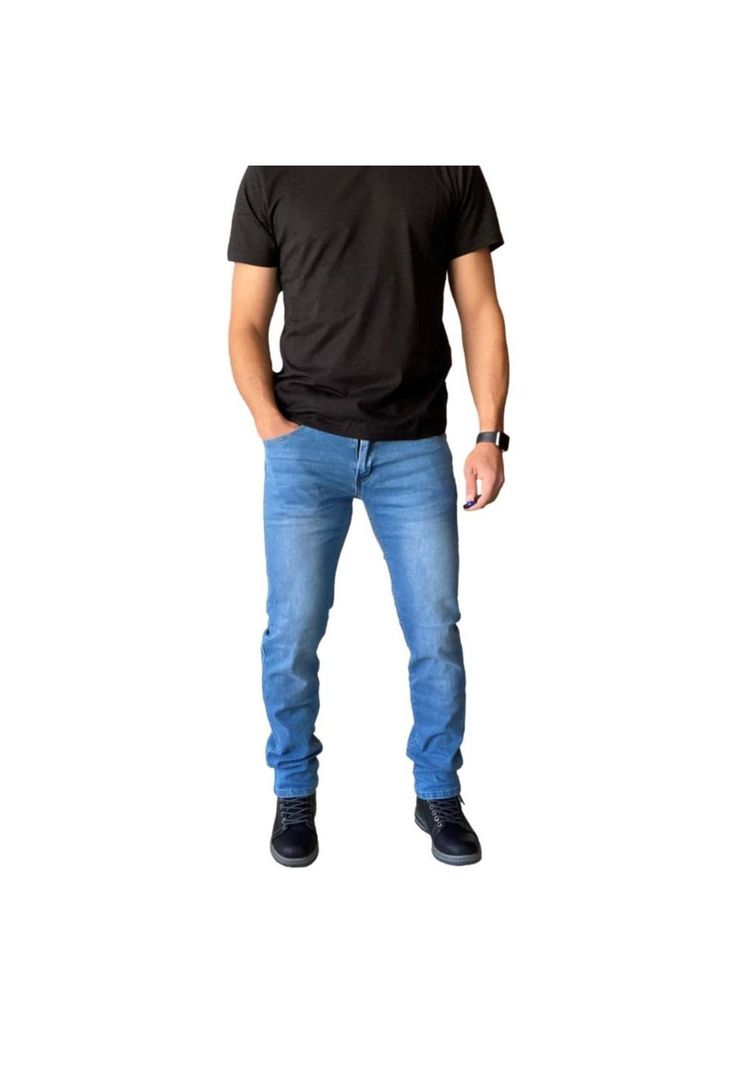 Pantalón Jeans Straight Fit Azul Claro-1