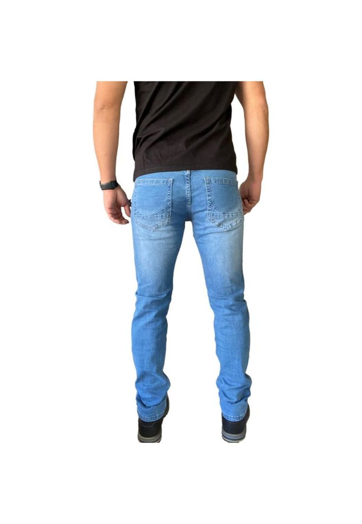 Pantalón Jeans Straight Fit Azul Claro-2