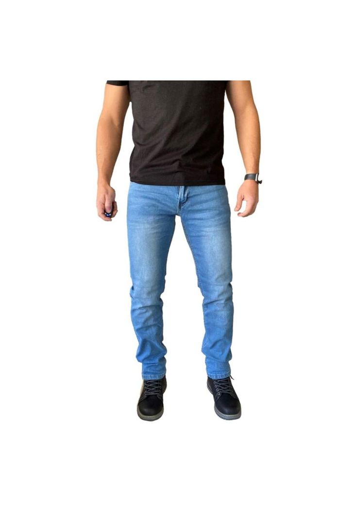 Pantalón Jeans Straight Fit Azul Claro-3