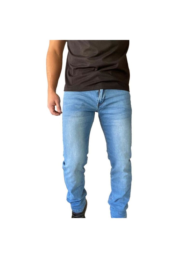 Pantalón Jeans Straight Fit Azul Claro-4
