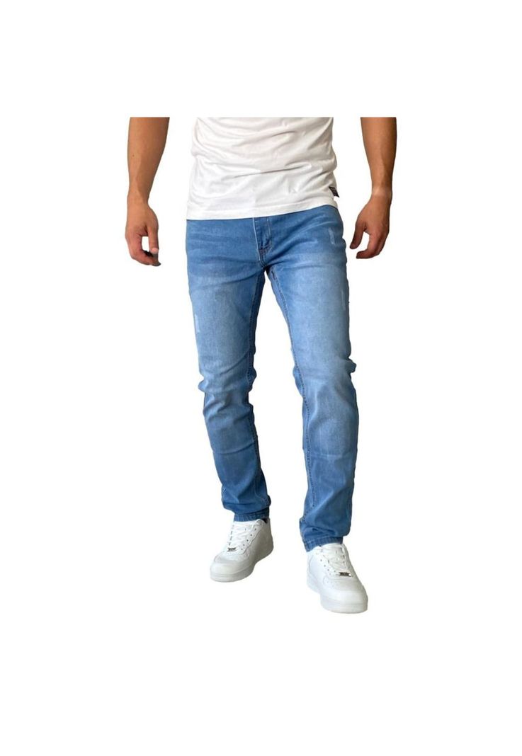 Jeans Hombre Mosaico Slim Fit Azul Claro-0