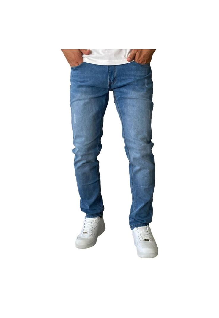 Jeans Hombre Mosaico Slim Fit Azul Claro-1