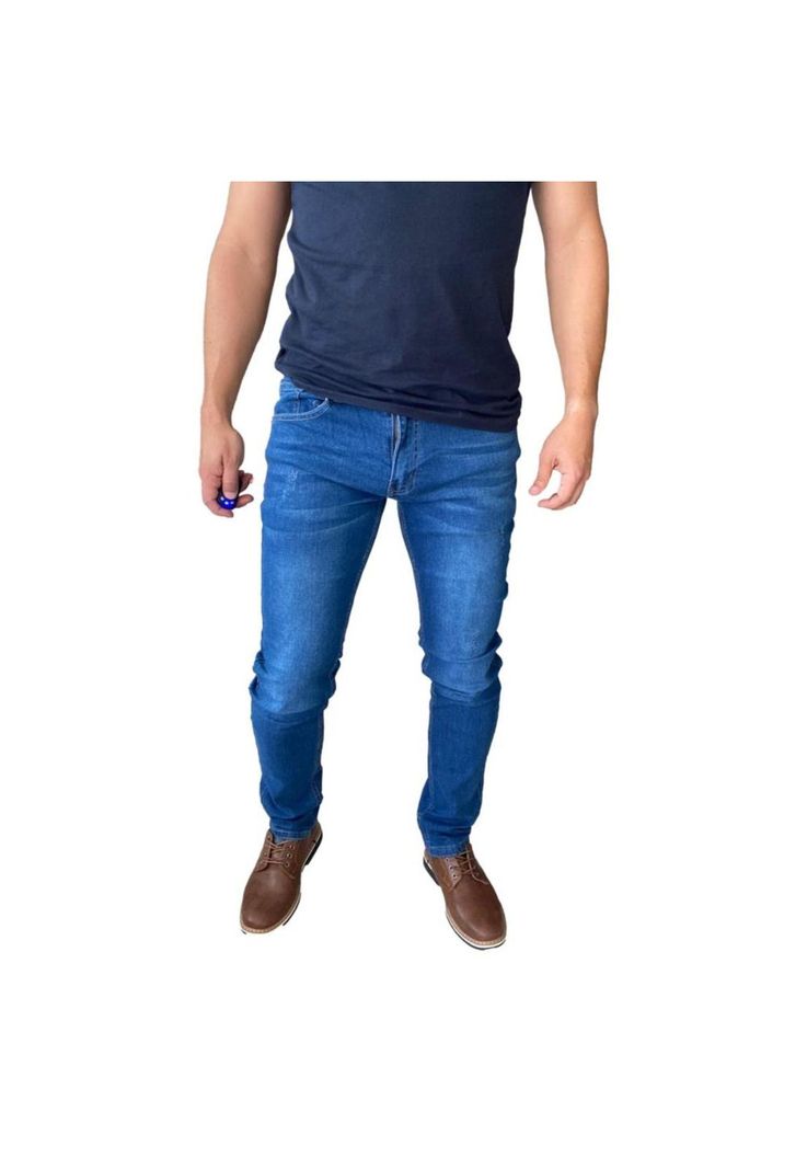 Jeans Hombre Elasticados Slim Azul-0