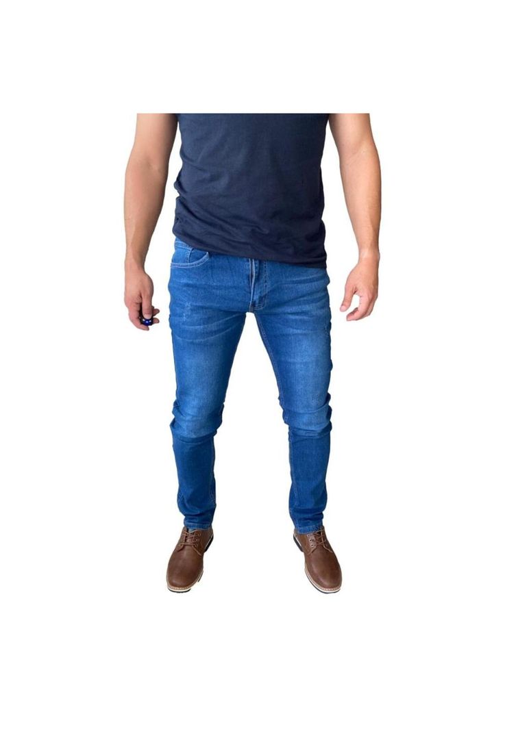 Jeans Hombre Elasticados Slim Azul-1