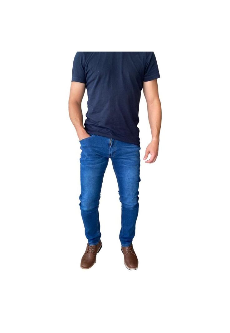 Jeans Hombre Elasticados Slim Azul-3