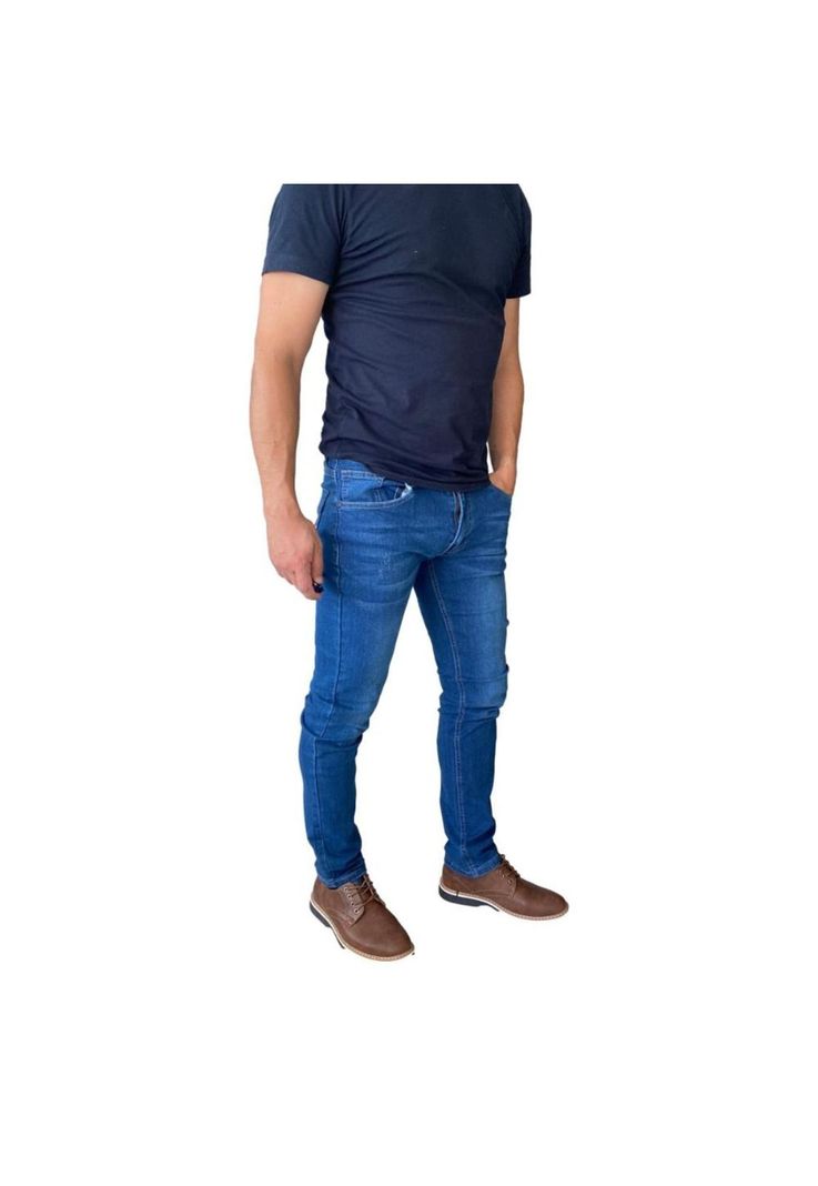 Jeans Hombre Elasticados Slim Azul-4