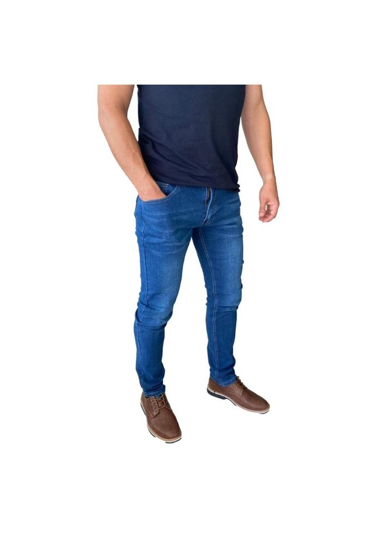 Jeans Hombre Elasticados Slim Azul-5