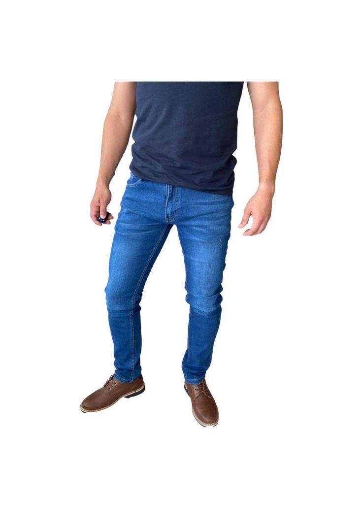 Jeans Hombre Elasticados Slim Azul-6
