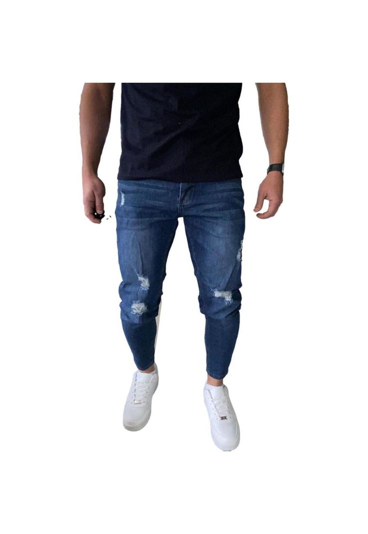 Jeans Destroyed Súper Slim Fit Azul Oscuro-2
