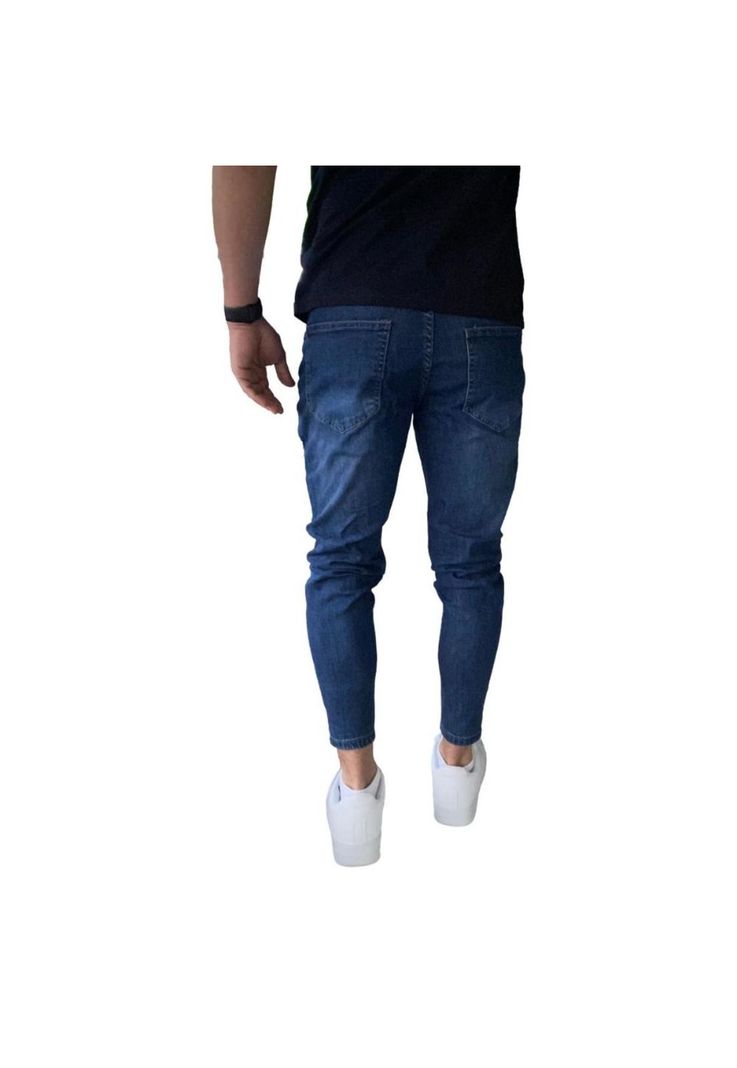 Jeans Destroyed Súper Slim Fit Azul Oscuro-5
