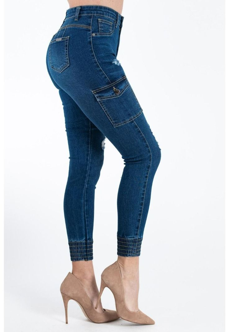 Jeans Cargo Elasticado Mujer