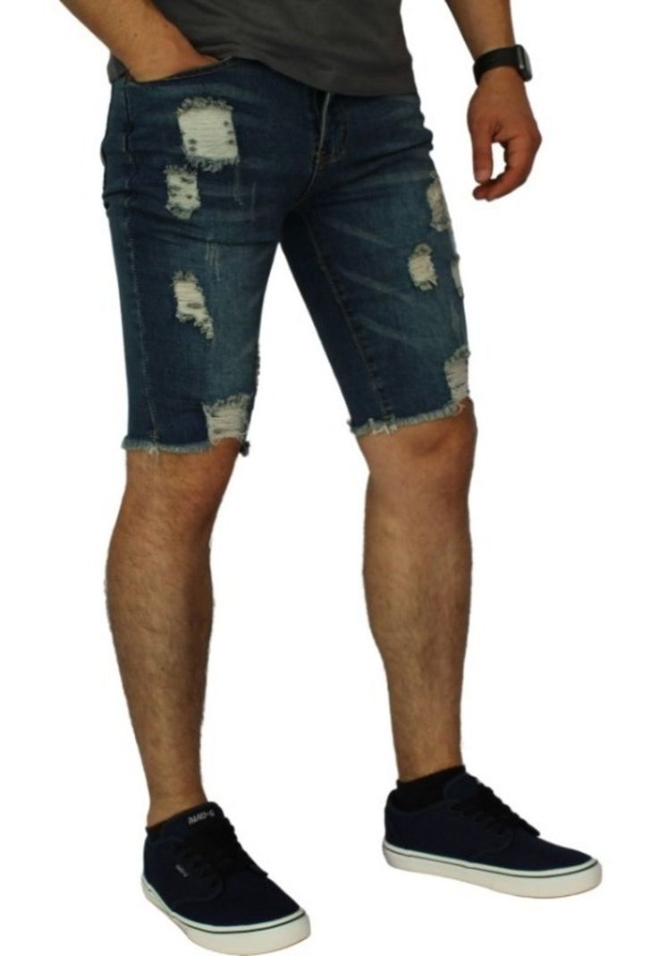 Short Súper Slim Destroyed Azul-1