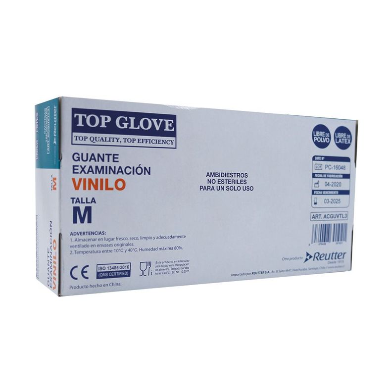 Guante ExVinilo Libre/P Blanco Top Glove M 100-0
