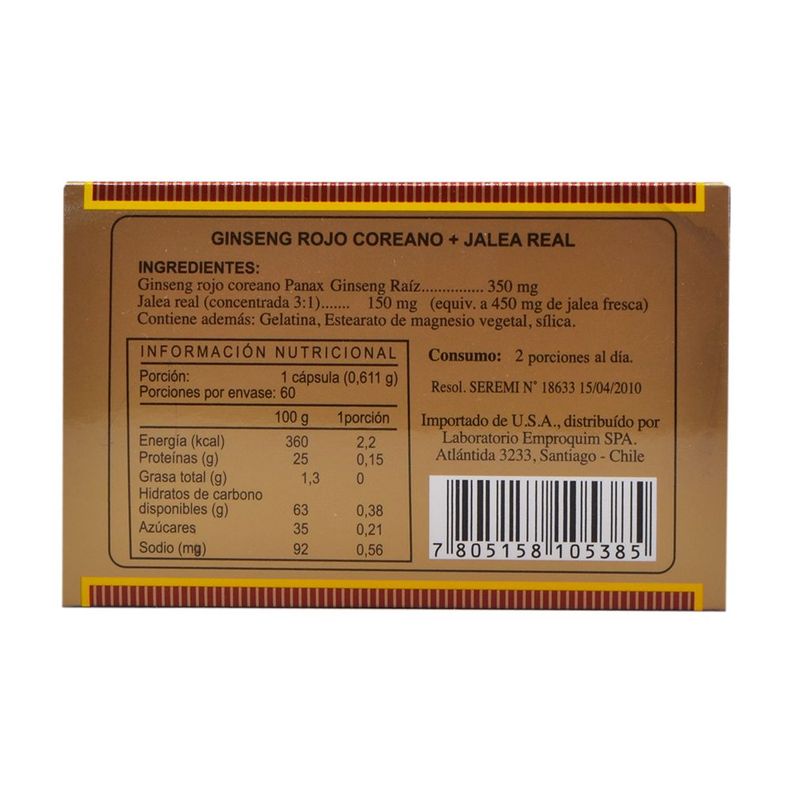 Ginseng Rojo Koreano con Jalea real x 60 Cap-1
