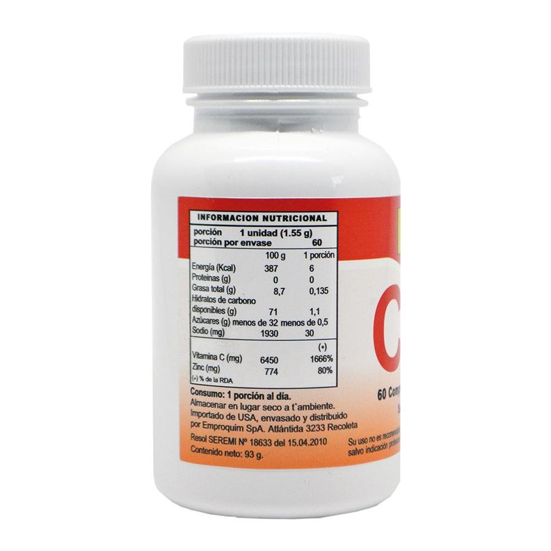 Vitamina C 1000 mg + Zinc x 60 comprimidos-2
