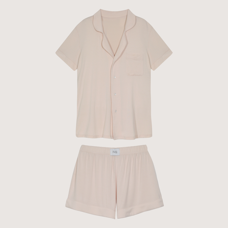 Set Pijama Corto Mujer 100% Bambu Ultrasuave Rosado XS