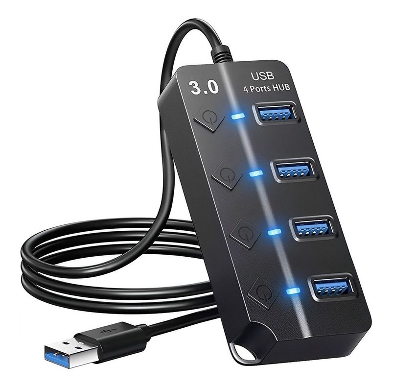 Hub 4 Puertos Multi Usb 3.0 Indicador Luz Led Hub De Datos-0