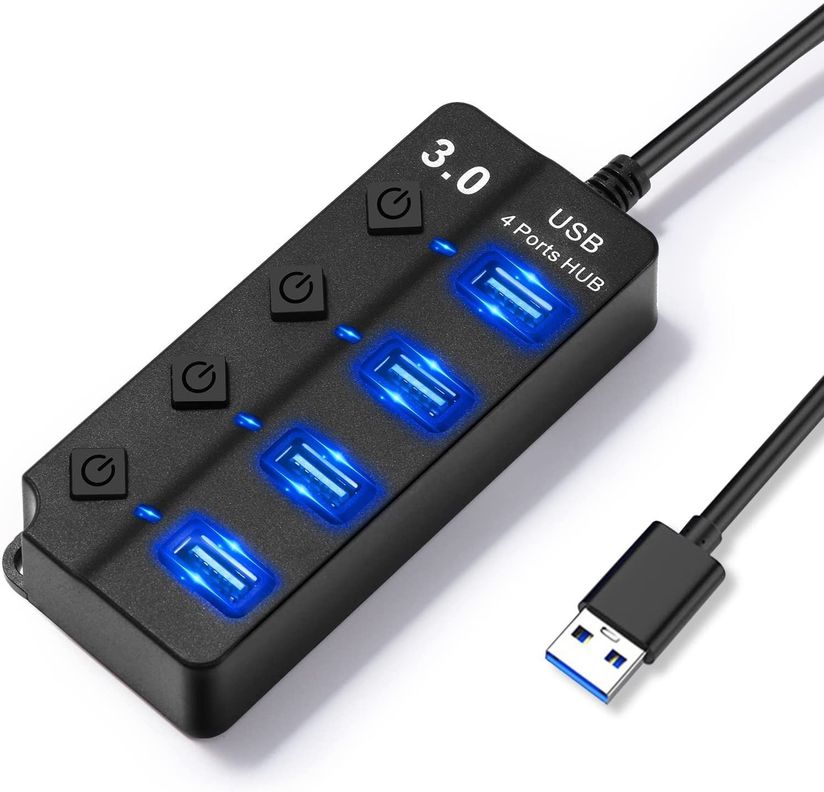 Hub 4 Puertos Multi Usb 3.0 Indicador Luz Led Hub De Datos-1