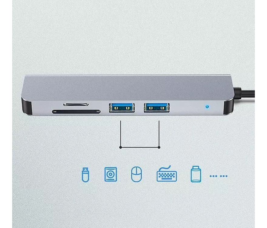 Adaptador Hub Type C 5 En 1 Usb 3.0 Hdmi 4k Multipuerto Usb-5
