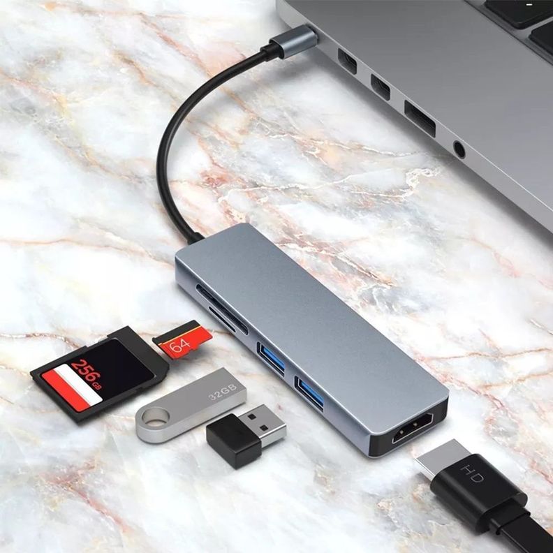 Adaptador Hub Type C 5 En 1 Usb 3.0 Hdmi 4k Multipuerto Usb-6