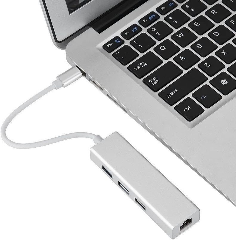 Adaptador Hub 3 Puertos Usb Type C Ethernet Rj45 3 Usb A 3.0-4