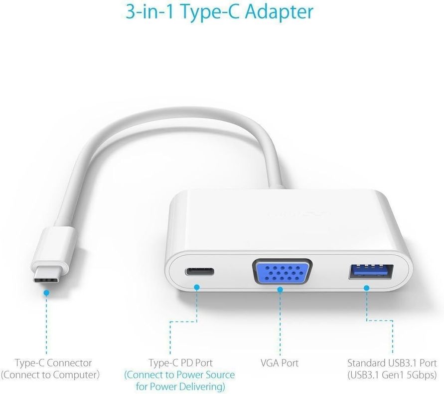 Adaptador Hub Tipo C Usb C A Vga 4k Usb 3.1 Tipo C Notebook-5