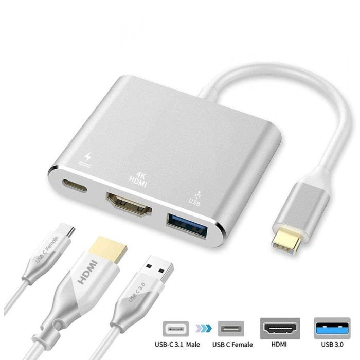 Adaptador Hub Tipo C Usb C A Hdmi 4k Usb 3.0 Tipo C Notebook-1