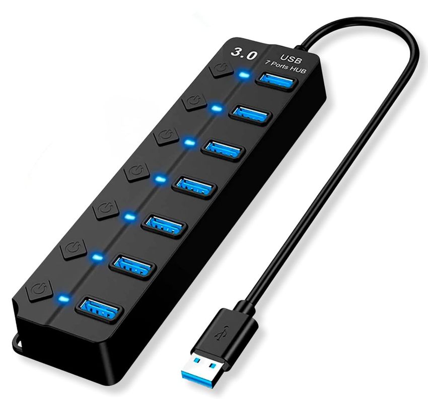 Hub 7 Puertos Multi Usb 3.0 Indicador Luz Led Hub De Datos-0