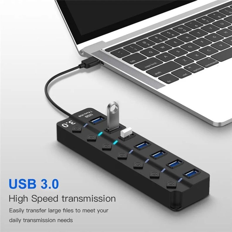 Hub 7 Puertos Multi Usb 3.0 Indicador Luz Led Hub De Datos-4