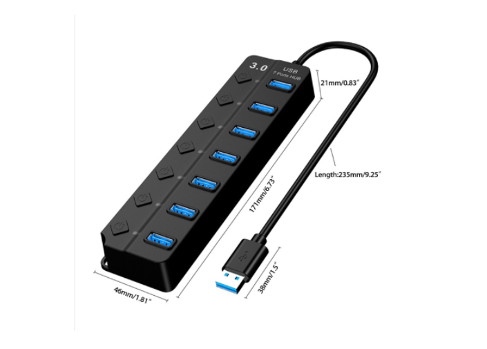 Hub 7 Puertos Multi Usb 3.0 Indicador Luz Led Hub De Datos-5