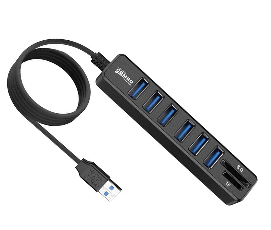 Hub 6 Puertos Multi Usb 3.0 Adaptador Con Lector Tarjeta Sd-1