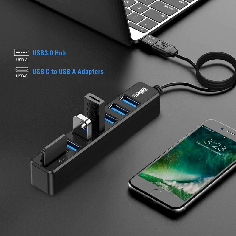 Hub 6 Puertos Multi Usb 3.0 Adaptador Con Lector Tarjeta Sd-6