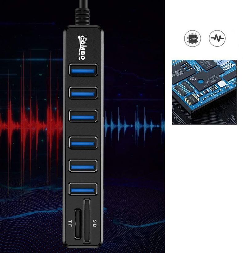 Hub 6 Puertos Multi Usb 3.0 Adaptador Con Lector Tarjeta Sd-7