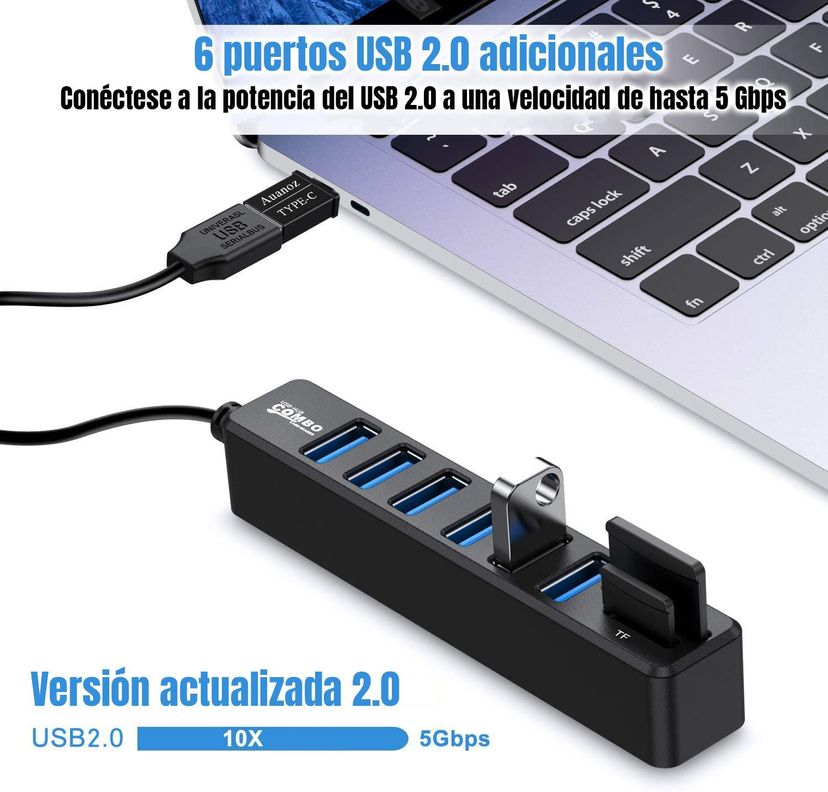 Hub 6 Puertos Multi Usb 3.0 Adaptador Con Lector Tarjeta Sd-3