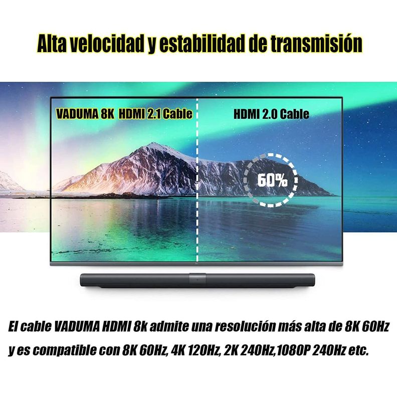 Cable Hdmi 8k De 3 Metros Ultra Hd V2.1 De Alta Velocidad-5