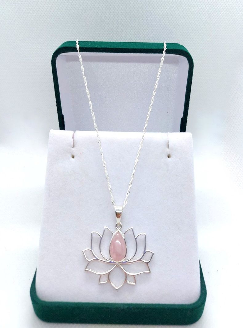 Collar Flor de Loto ( Lotto ) Cuarzo Rosa-0