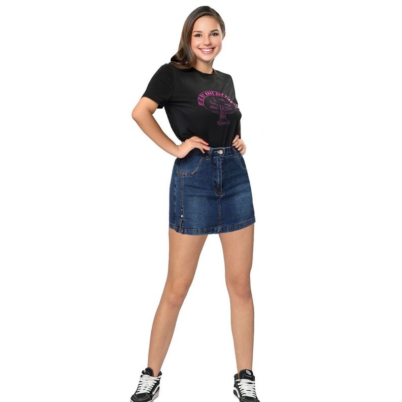 Falda Short Niña Juvenil Pretina Alta Cómodas Elasticadas -2