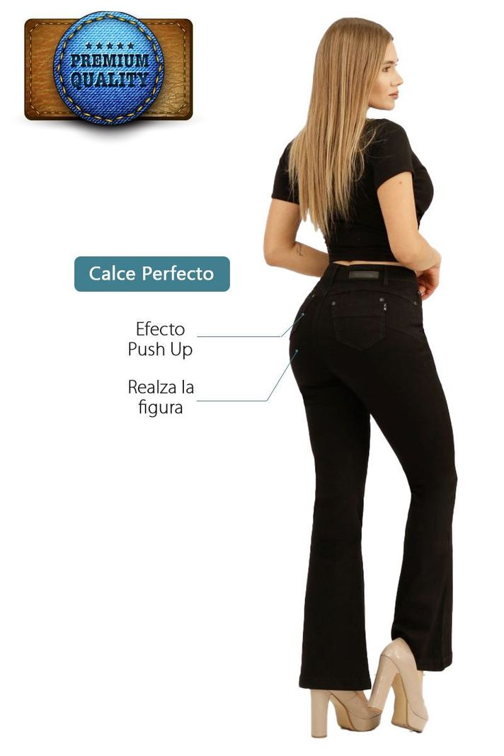 Jeans Flare Push Up Pata Ancha Corte Colombiano Acampanado Levanta Cola-1