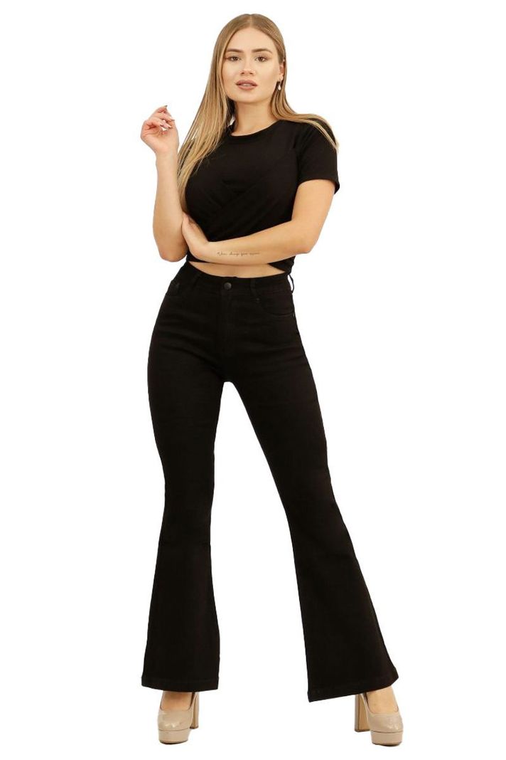 Jeans Flare Push Up Pata Ancha Corte Colombiano Acampanado Levanta Cola-3