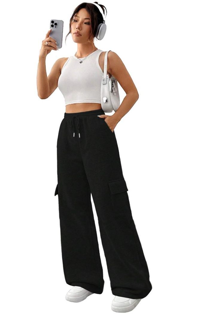 Pantalón Buzo Cargo Algodón Palazzo Oversize Elasticados - Wide Leg-5