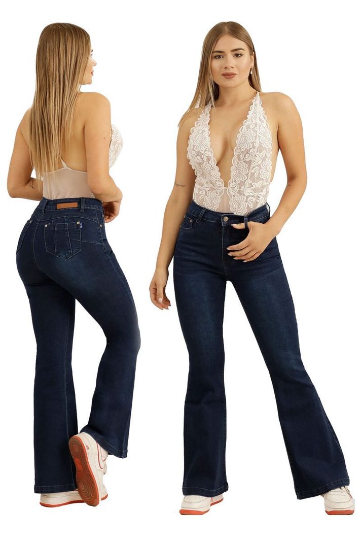 Jeans Flare Push Up Acampanado Levanta Cola Corte Colombiano Escultor -4