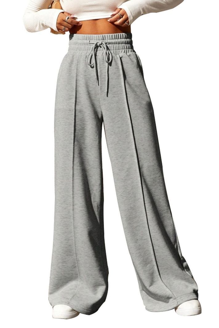 Pantalón Buzo Algodón Palazzo Elasticados Wide Leg Tiro Alto Oversize-1