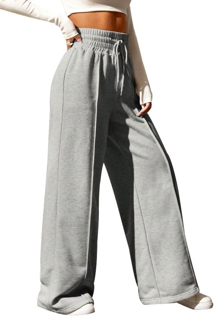 Pantalón Buzo Algodón Palazzo Elasticados Wide Leg Tiro Alto Oversize-3