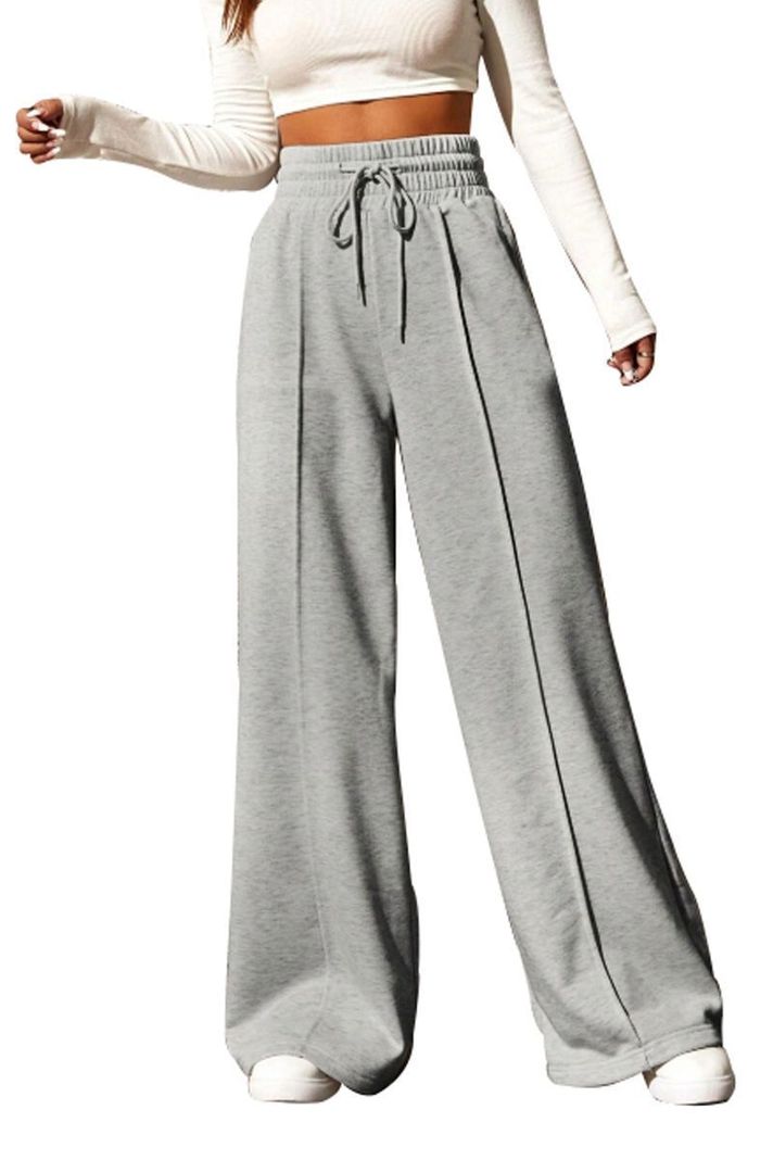 Pantalón Buzo Algodón Palazzo Elasticados Wide Leg Tiro Alto Oversize-4