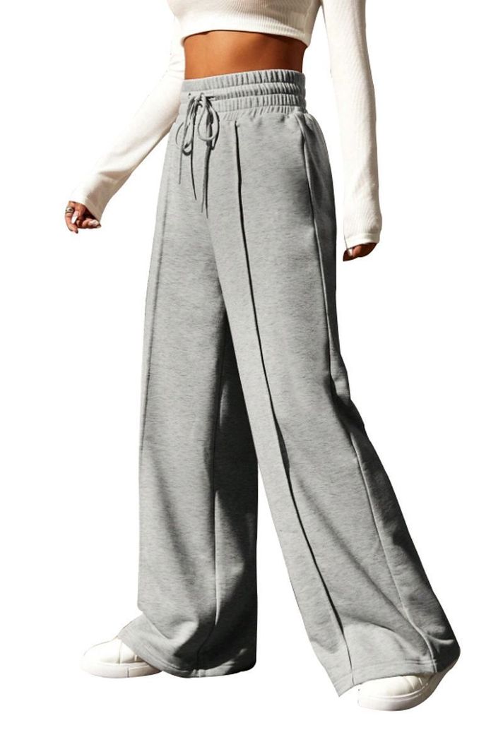 Pantalón Buzo Algodón Palazzo Elasticados Wide Leg Tiro Alto Oversize-6
