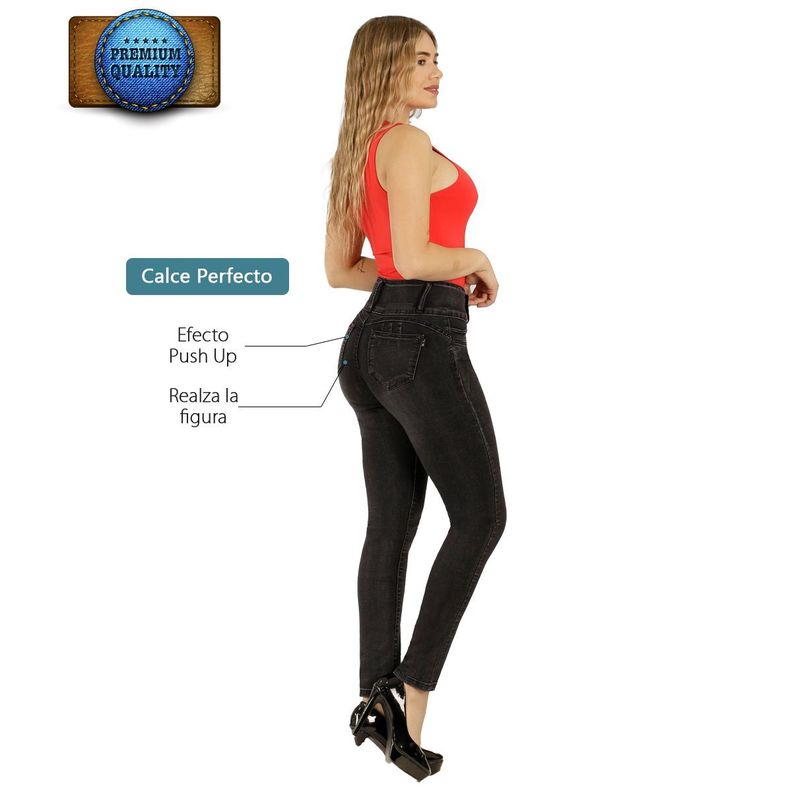 Jeans Pitillo Push Up Levanta Cola Corte Colombiano Calce Perfecto Gris Oscuro-1
