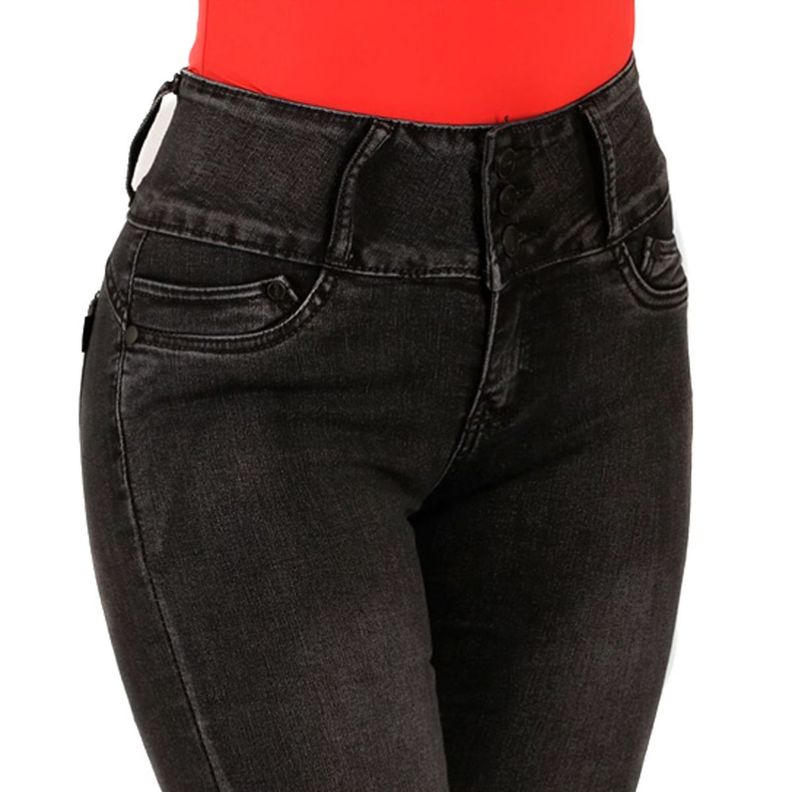 Jeans Pitillo Push Up Levanta Cola Corte Colombiano Calce Perfecto Gris Oscuro-4