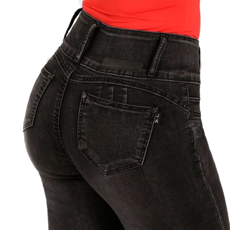 Jeans Pitillo Push Up Levanta Cola Corte Colombiano Calce Perfecto Gris Oscuro-5